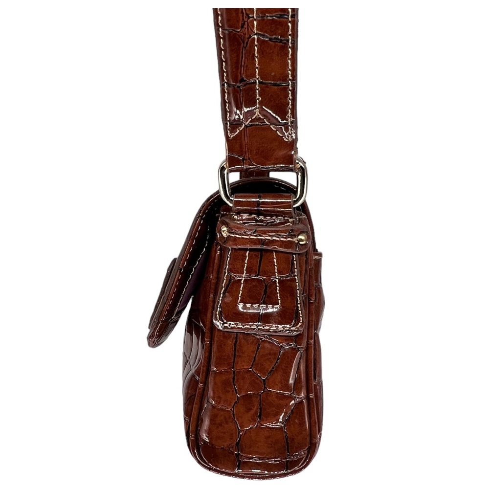 Liz Claiborne Dark Brown Faux Alligator Handbag Shoulder Bag - Picture 4 of 16